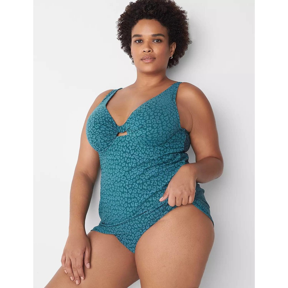 Cacique Relaxed Underwire Textured Swim Tankini Top 42H